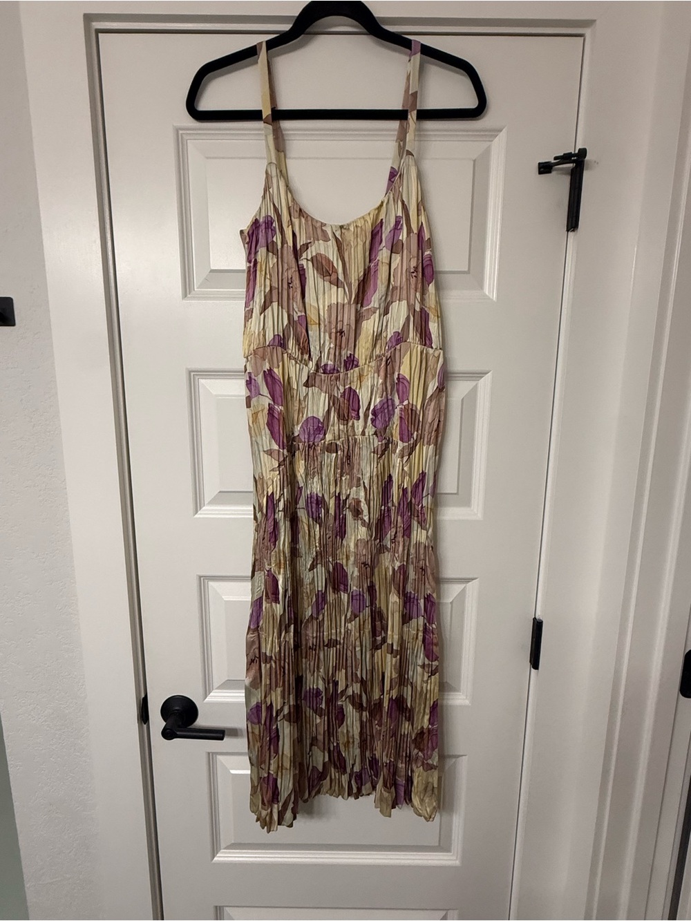 Vince Floral Pleated Slip Dress - Cream & Purple NWoT